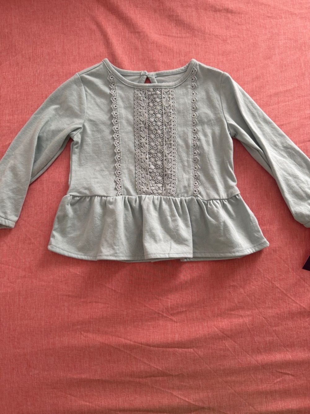 OshKosh B'gosh Light Sage Lace-Front Peplum Top